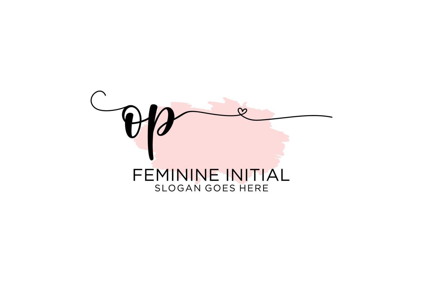 Initial OP beauty monogram and elegant logo design handwriting logo of initial signature, wedding, fashion, floral and botanical with creative template. vector