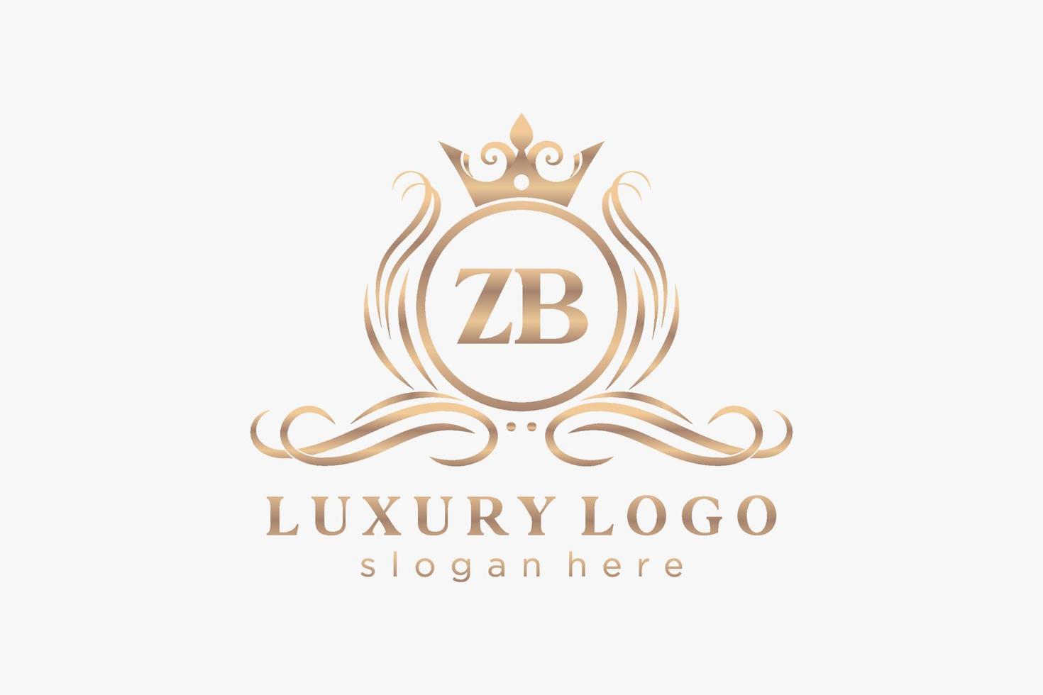 Initial ZB Letter Royal Luxury Logo template in vector art for Restaurant, Royalty, Boutique, Cafe, Hotel, Heraldic, Jewelry, Fashion and other vector illustration.