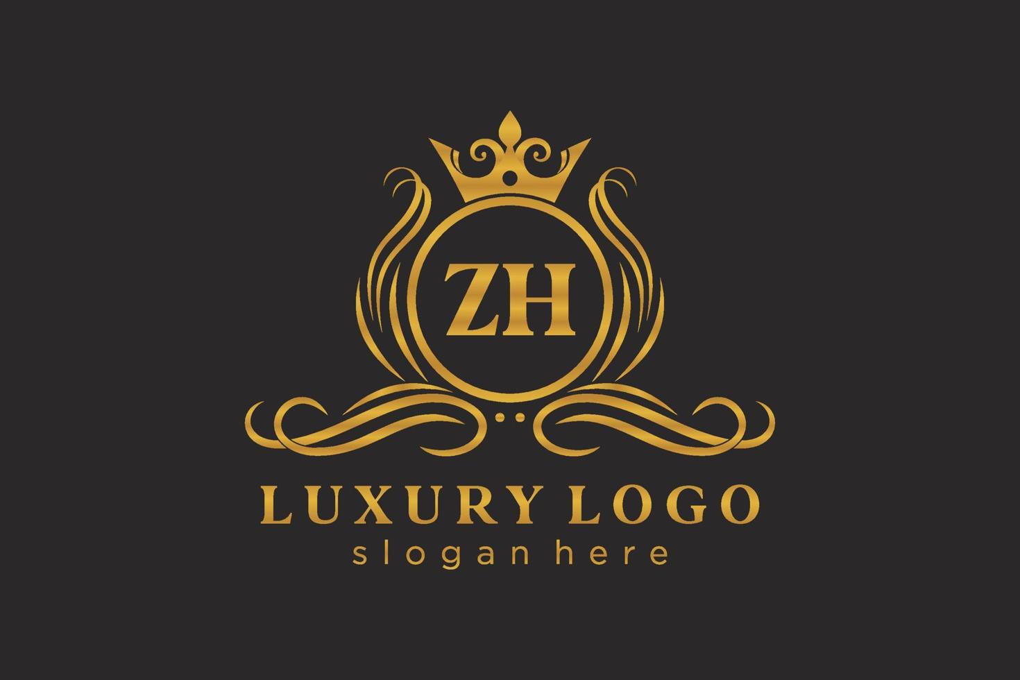 plantilla de logotipo de lujo real con letra inicial zh en arte vectorial para restaurante, realeza, boutique, cafetería, hotel, heráldica, joyería, moda y otras ilustraciones vectoriales. vector