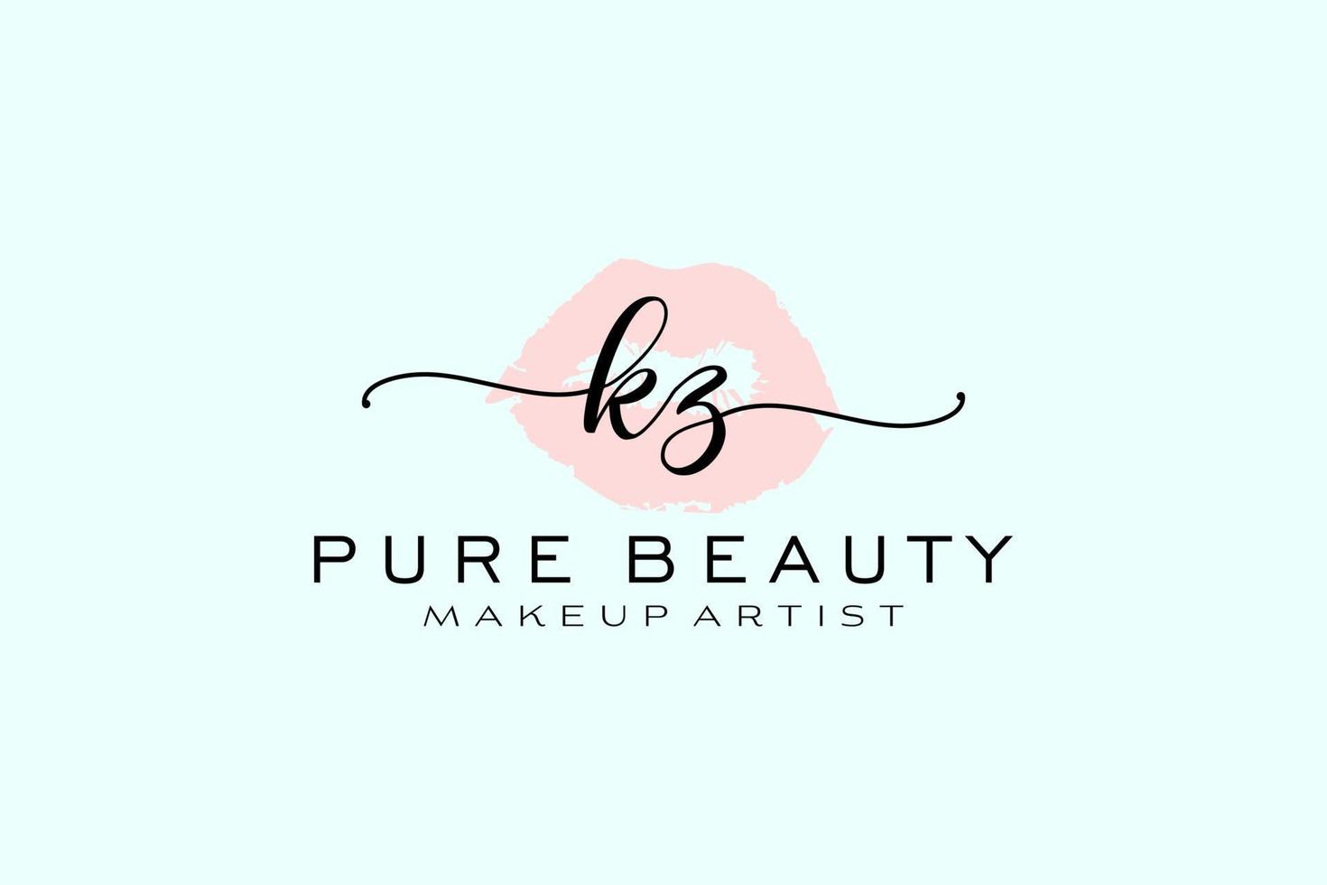 Initial AAKZ Watercolor Lips Premade Logo Design, Logo for Makeup Artist Business Branding, Blush Beauty Boutique Logo Design, Calligraphy Logo with creative template. vector