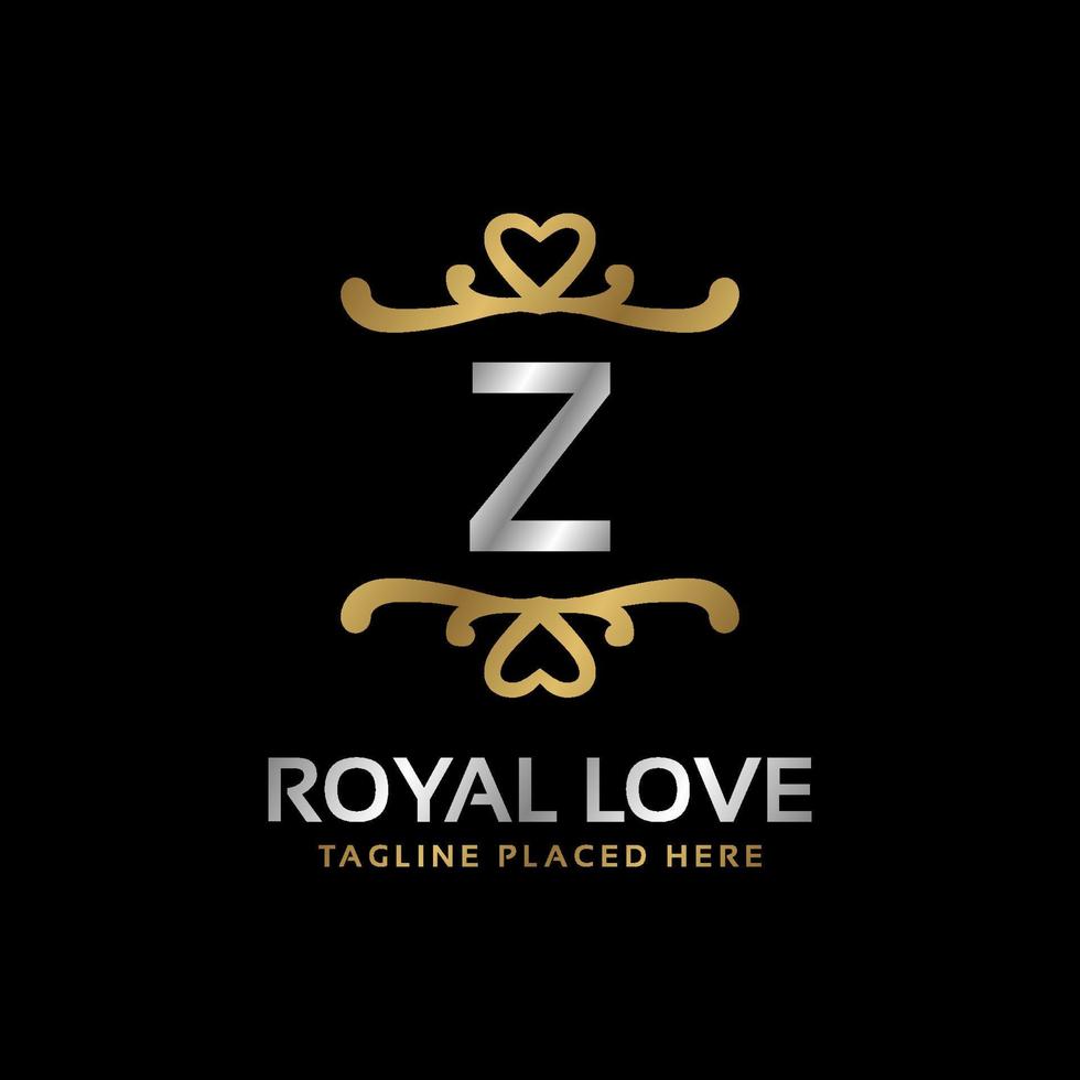 letter Z royal heart shape luxury vintage logo design for fashion, hotel, wedding, restaurant, beauty care vector