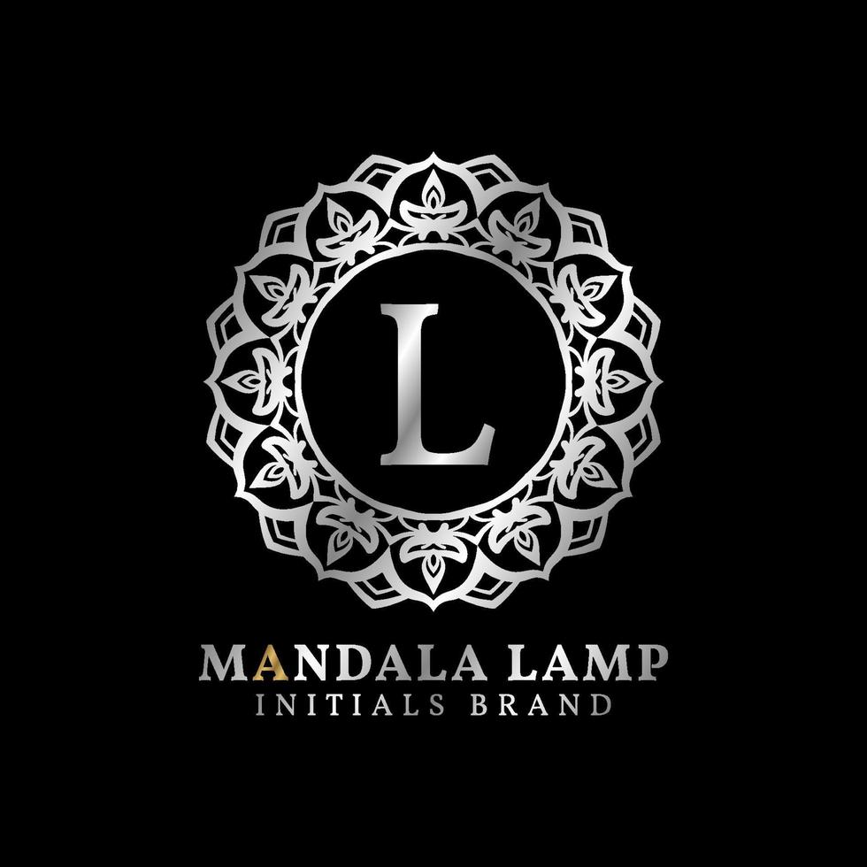 letter L mandala lamp initials decorative vector logo design for wedding, spa, hotel, beauty care