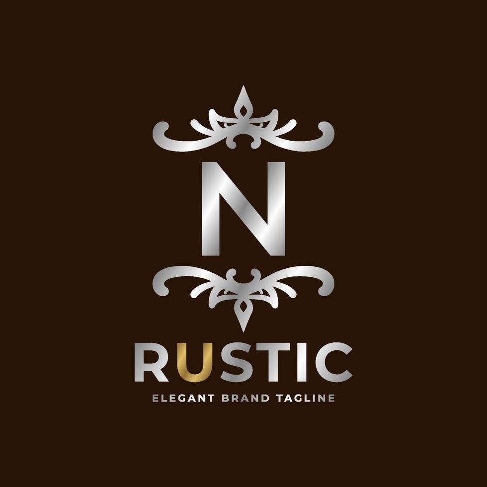 diseño de plantilla de logotipo de vector rústico de letra n para moda, boda, spa, salón, hotel, restaurante, cuidado de la belleza