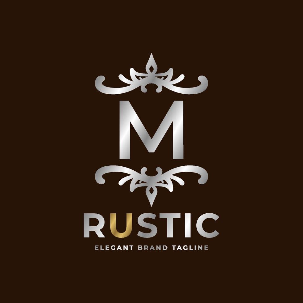 letter M rustic vector logo template design for fashion, wedding, spa, salon, hotel, restaurant, beauty care