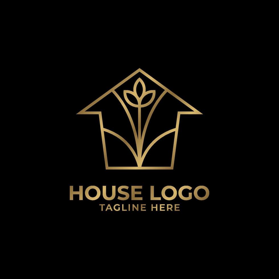 minimalist luxurious eco house logo vector design suitable for real estate, home rent, property agent, constructor