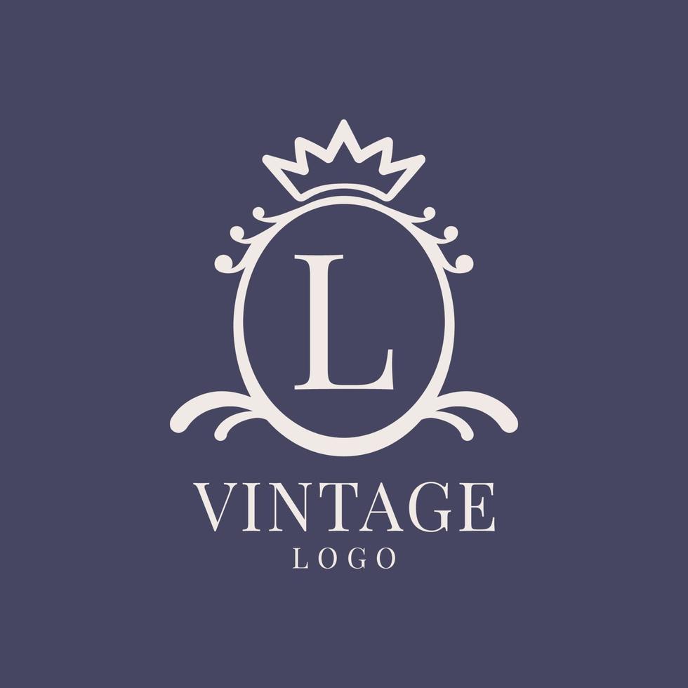 letter L vintage logo design for classic beauty product, rustic brand, wedding, spa, salon, hotel vector