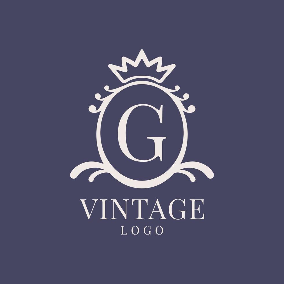 letter G vintage logo design for classic beauty product, rustic brand, wedding, spa, salon, hotel vector