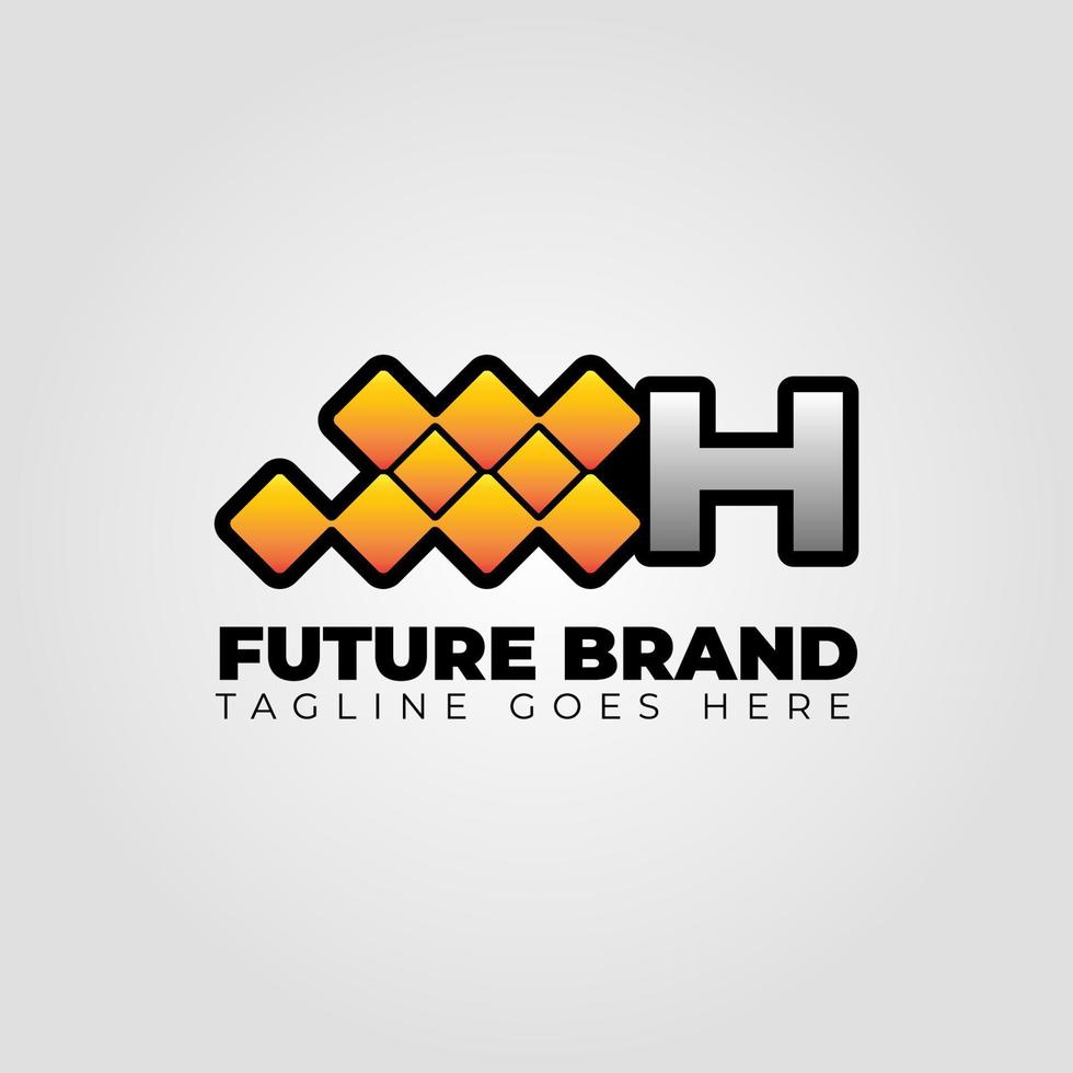 letra h diseño de logotipo de vector de píxel abstracto futurista moderno