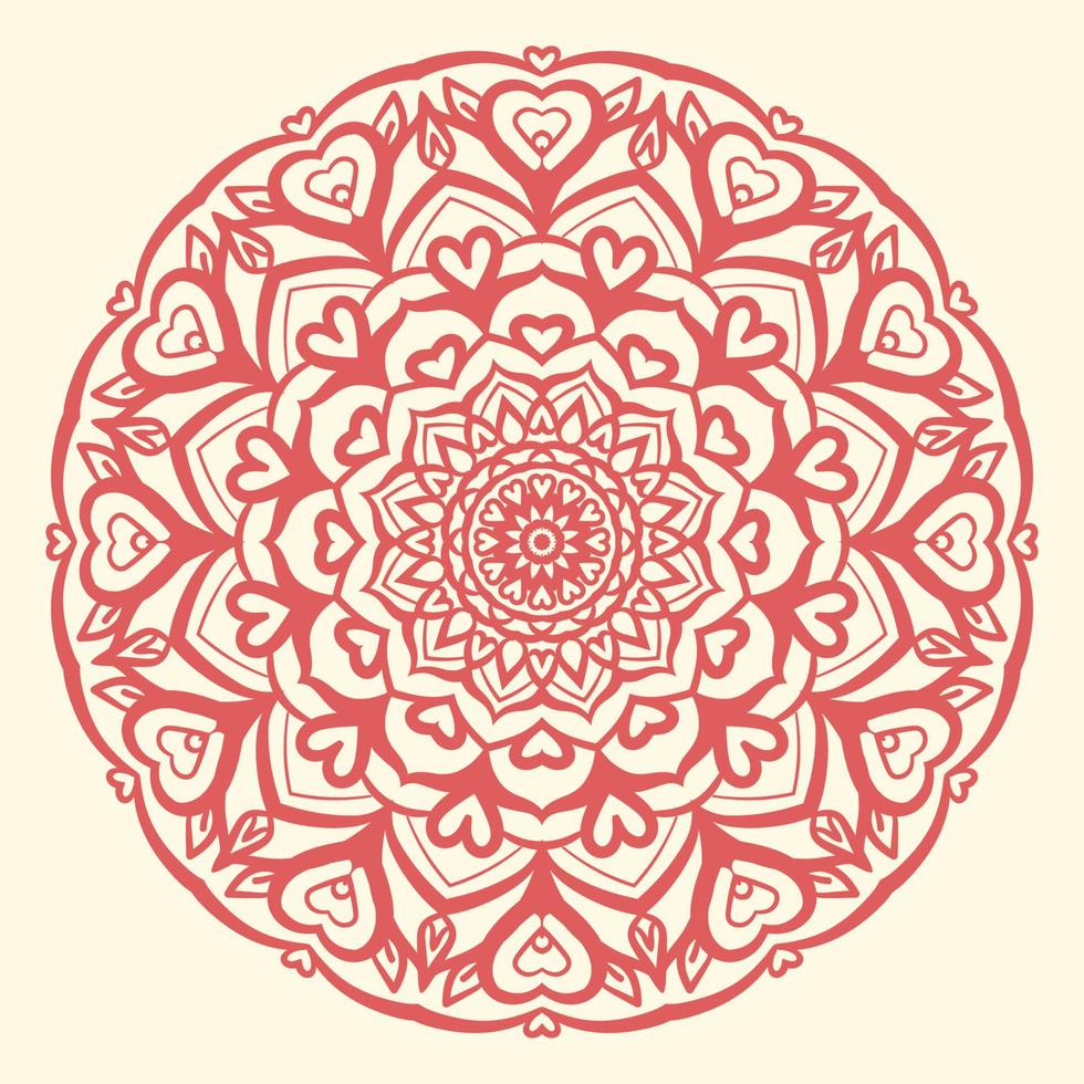 arabesque round mandala with heart shape circular vector design element