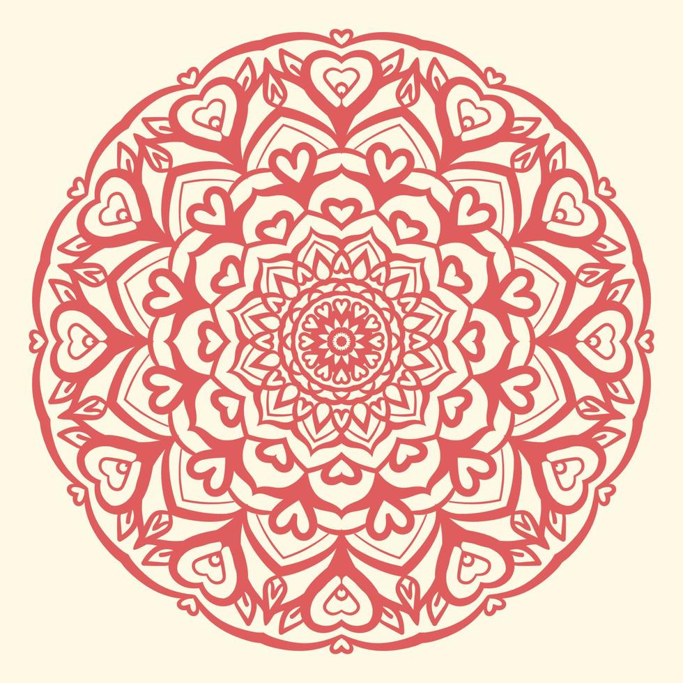 mandala redondo arabesco con elemento de diseño vectorial circular en forma de corazón vector