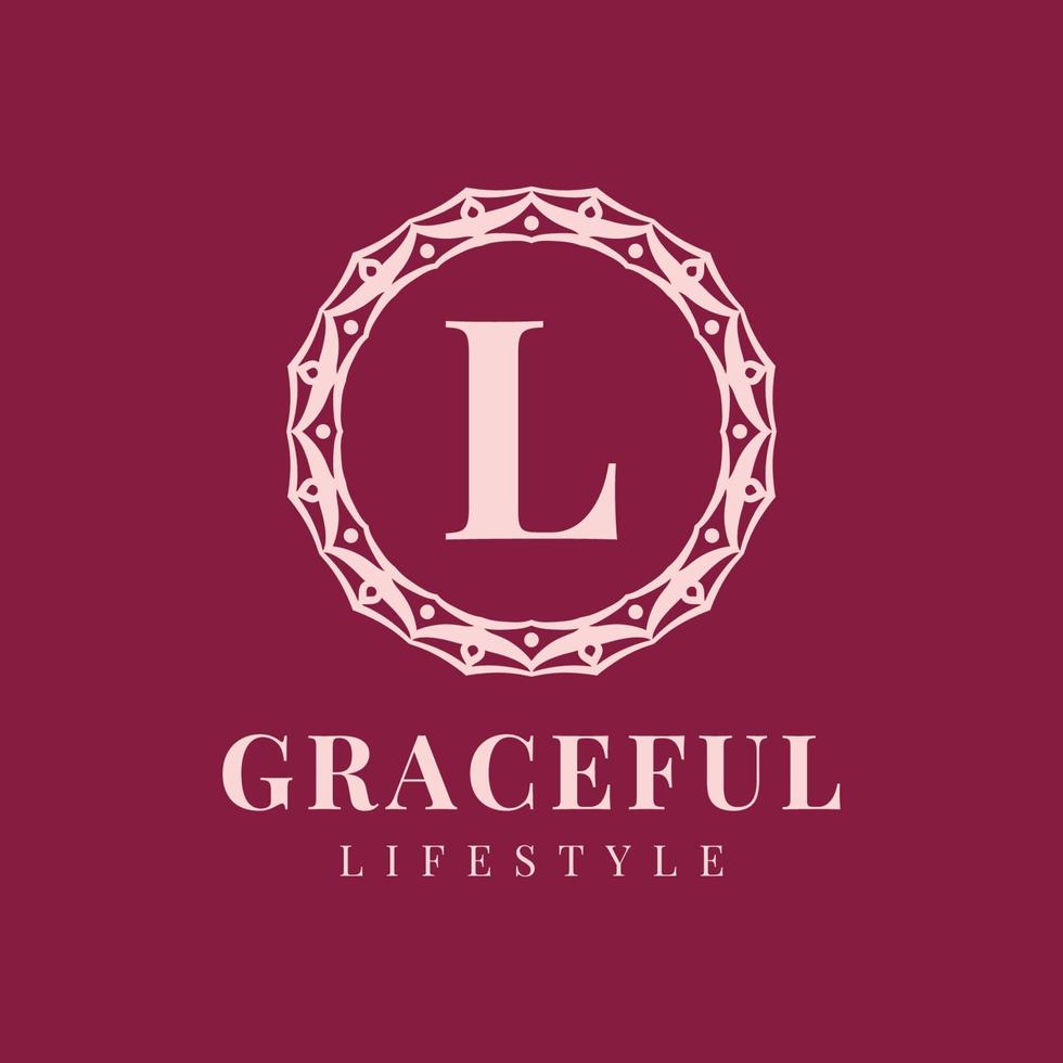 letter L luxurious feminine circle badge vector logo design