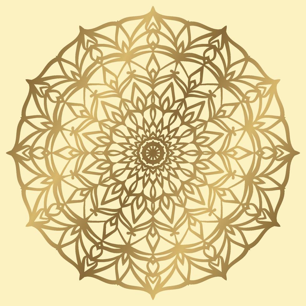 gradient gold mandala circular design round arabesque decoration vector