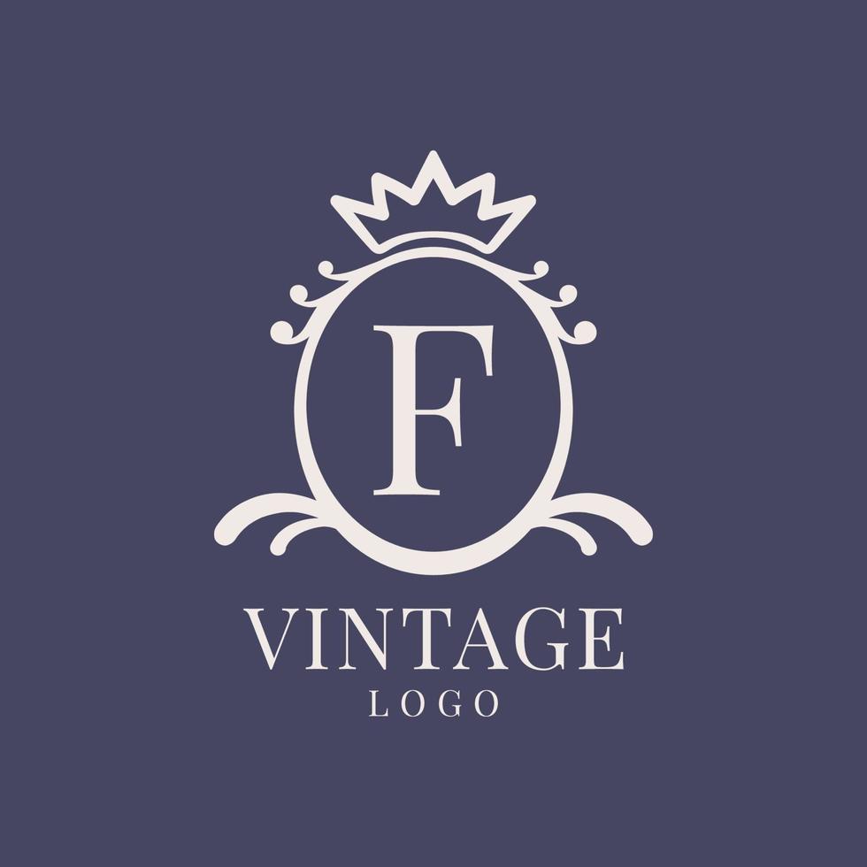 letter F vintage logo design for classic beauty product, rustic brand, wedding, spa, salon, hotel vector