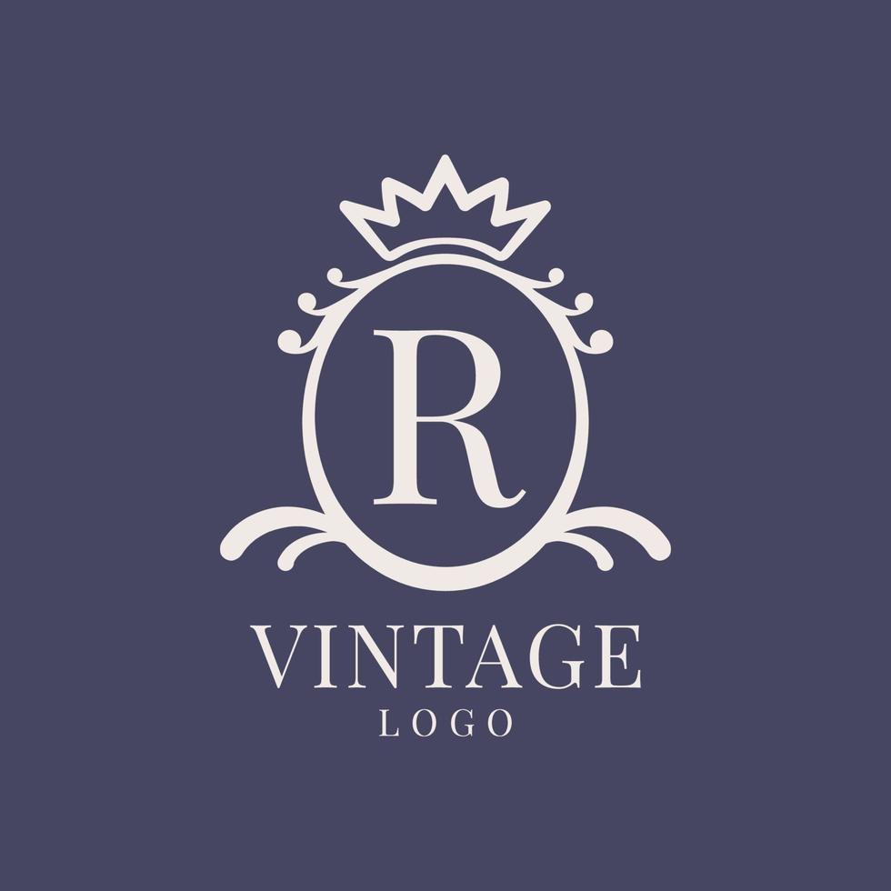 diseño de logotipo vintage de letra r para productos de belleza clásicos, marca rústica, boda, spa, salón, hotel vector