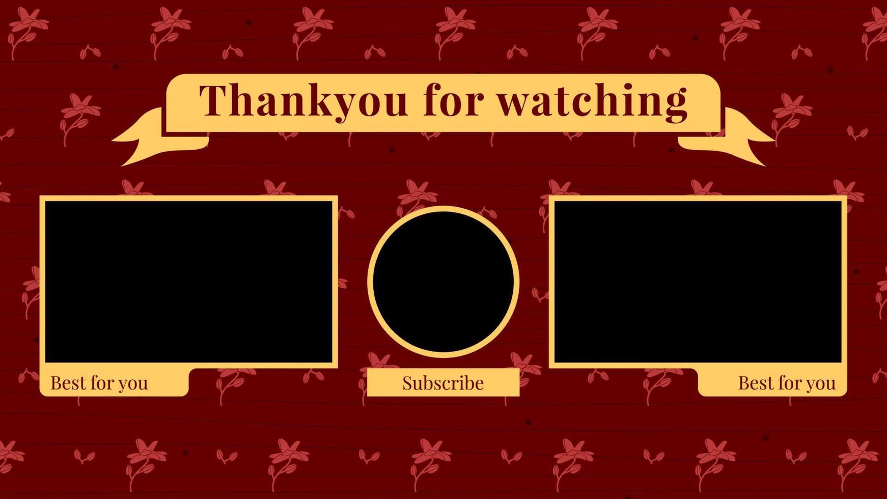elegant maroon background with red flower decoration end screen video outro for vlogger or content creator vector