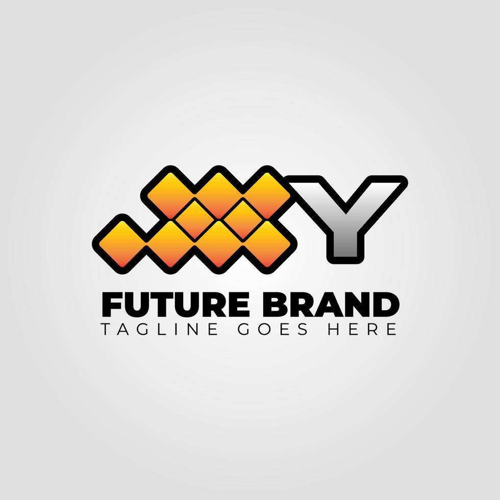 letra y diseño de logotipo de vector de píxel abstracto futurista moderno