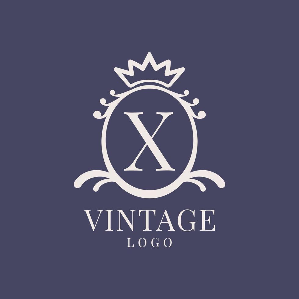 letter X vintage logo design for classic beauty product, rustic brand, wedding, spa, salon, hotel vector