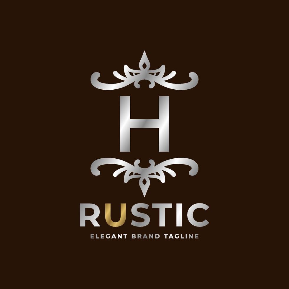 letter H rustic vector logo template design for fashion, wedding, spa, salon, hotel, restaurant, beauty care