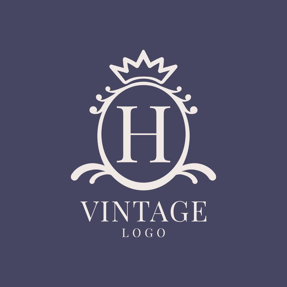 letra h diseño de logotipo vintage para productos de belleza clásicos, marca rústica, boda, spa, salón, hotel vector