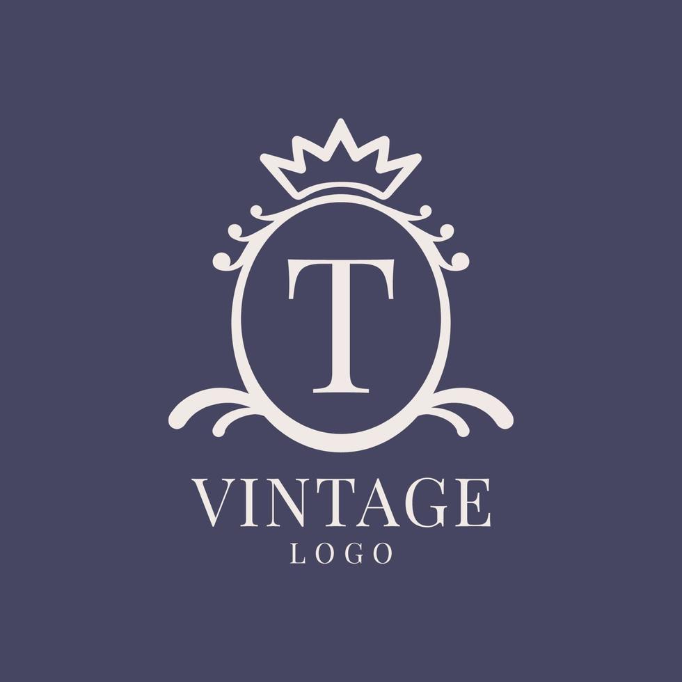 diseño de logotipo vintage de letra t para productos de belleza clásicos, marca rústica, boda, spa, salón, hotel vector