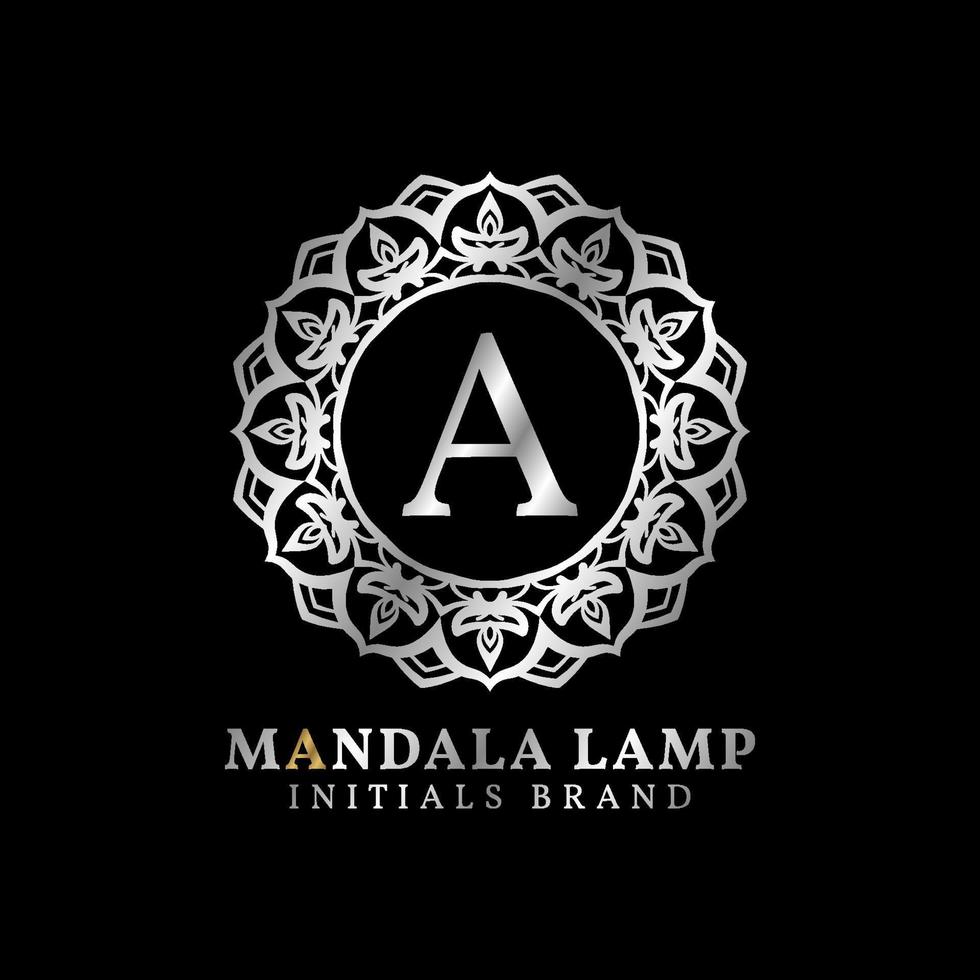 letter A mandala lamp initials decorative vector logo design for wedding, spa, hotel, beauty care