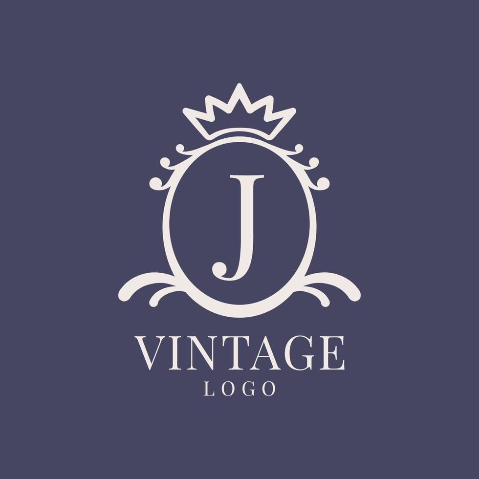 letter J vintage logo design for classic beauty product, rustic brand, wedding, spa, salon, hotel vector