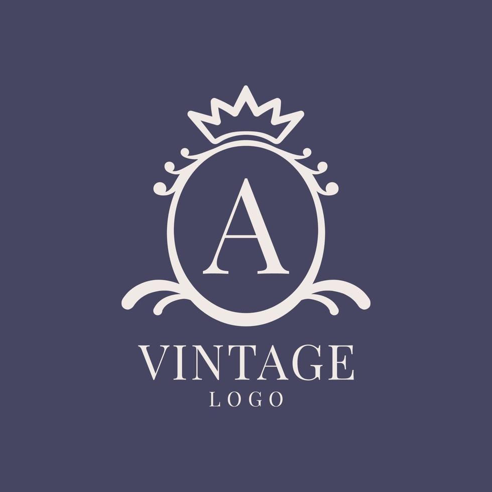 letter A vintage logo design for classic beauty product, rustic brand, wedding, spa, salon, hotel vector