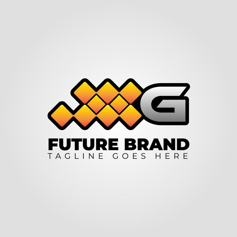 letter G modern futuristic abstract pixel vector logo design