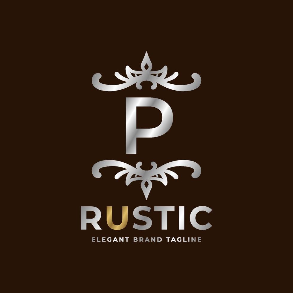 letter P rustic vector logo template design for fashion, wedding, spa, salon, hotel, restaurant, beauty care