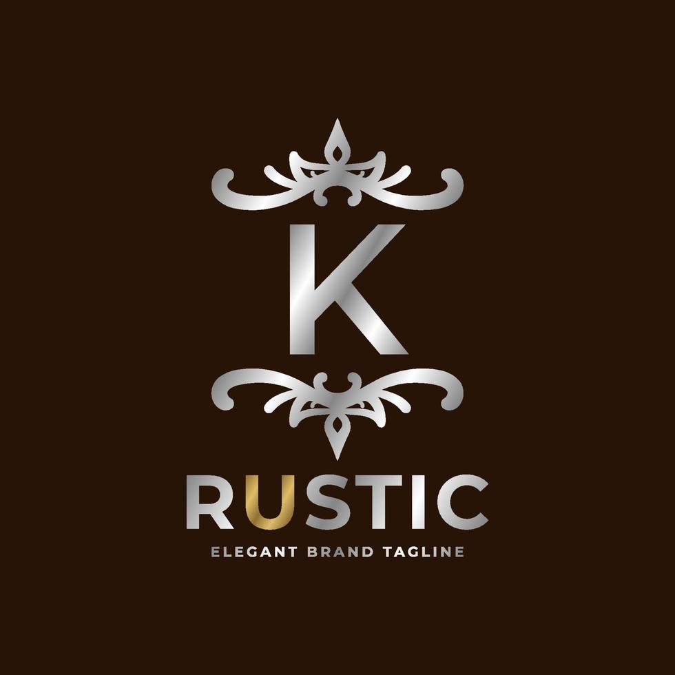 letra k diseño de plantilla de logotipo de vector rústico para moda, boda, spa, salón, hotel, restaurante, cuidado de la belleza