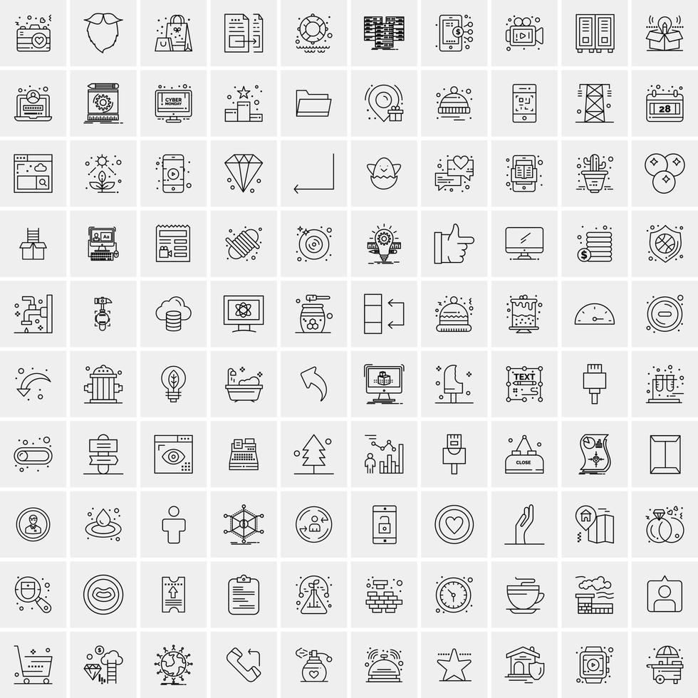 Set of 100 Creative Business Line Icons vector