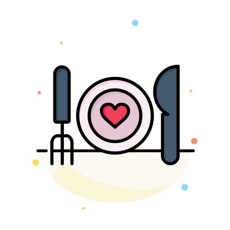 Dinner Romantic Food Date Couple Abstract Flat Color Icon Template vector