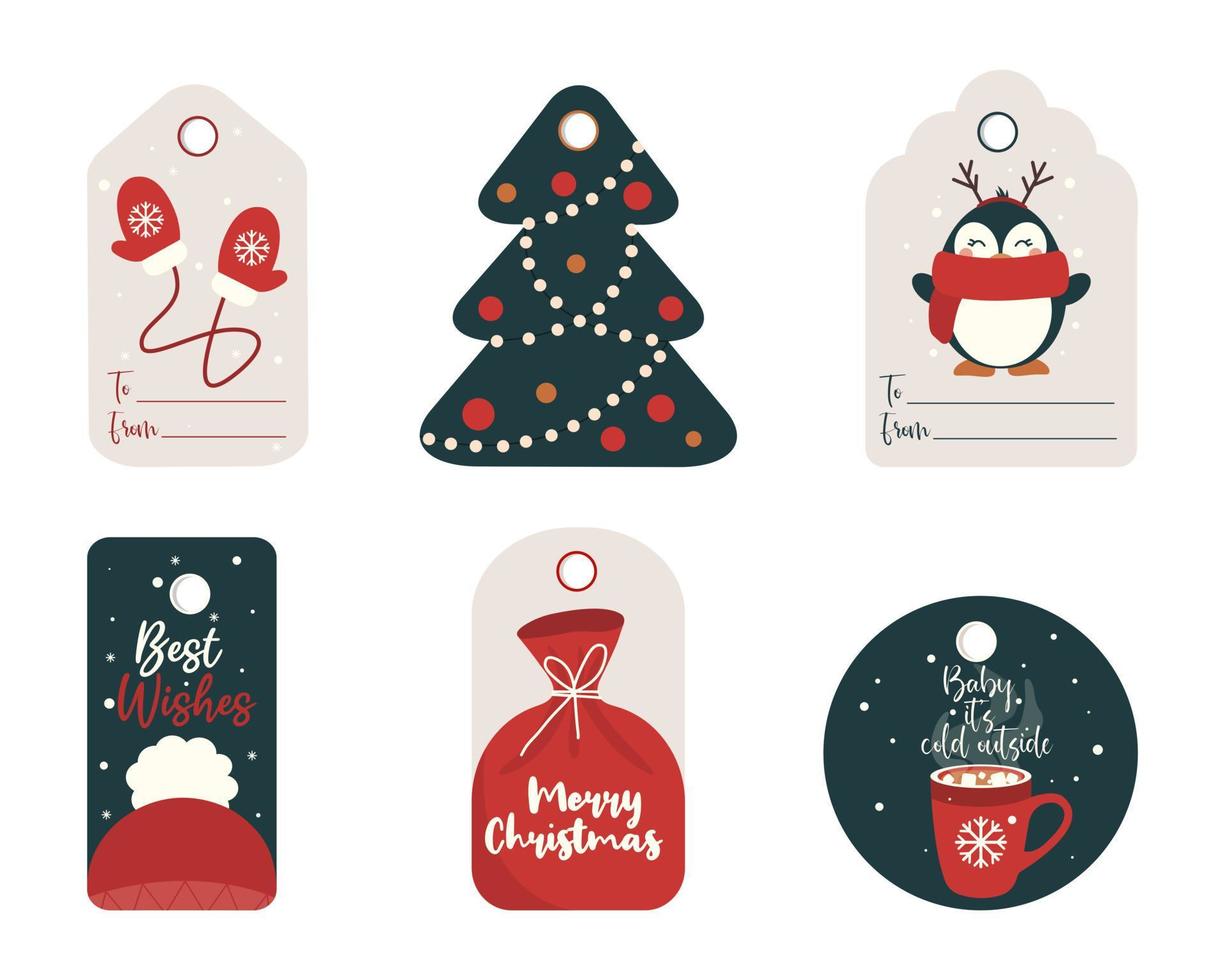 Set of christmas gift labels vector