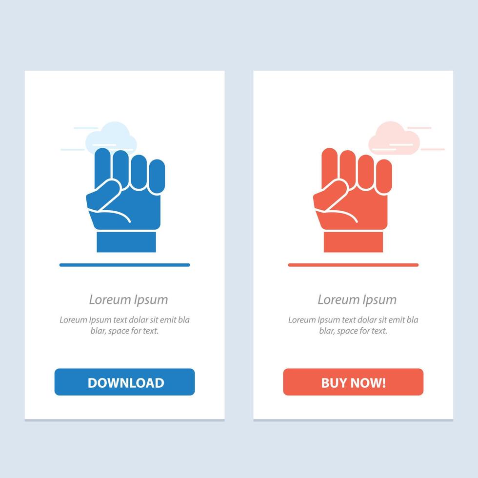 Freedom Hand Human Power Strength  Blue and Red Download and Buy Now web Widget Card Template vector