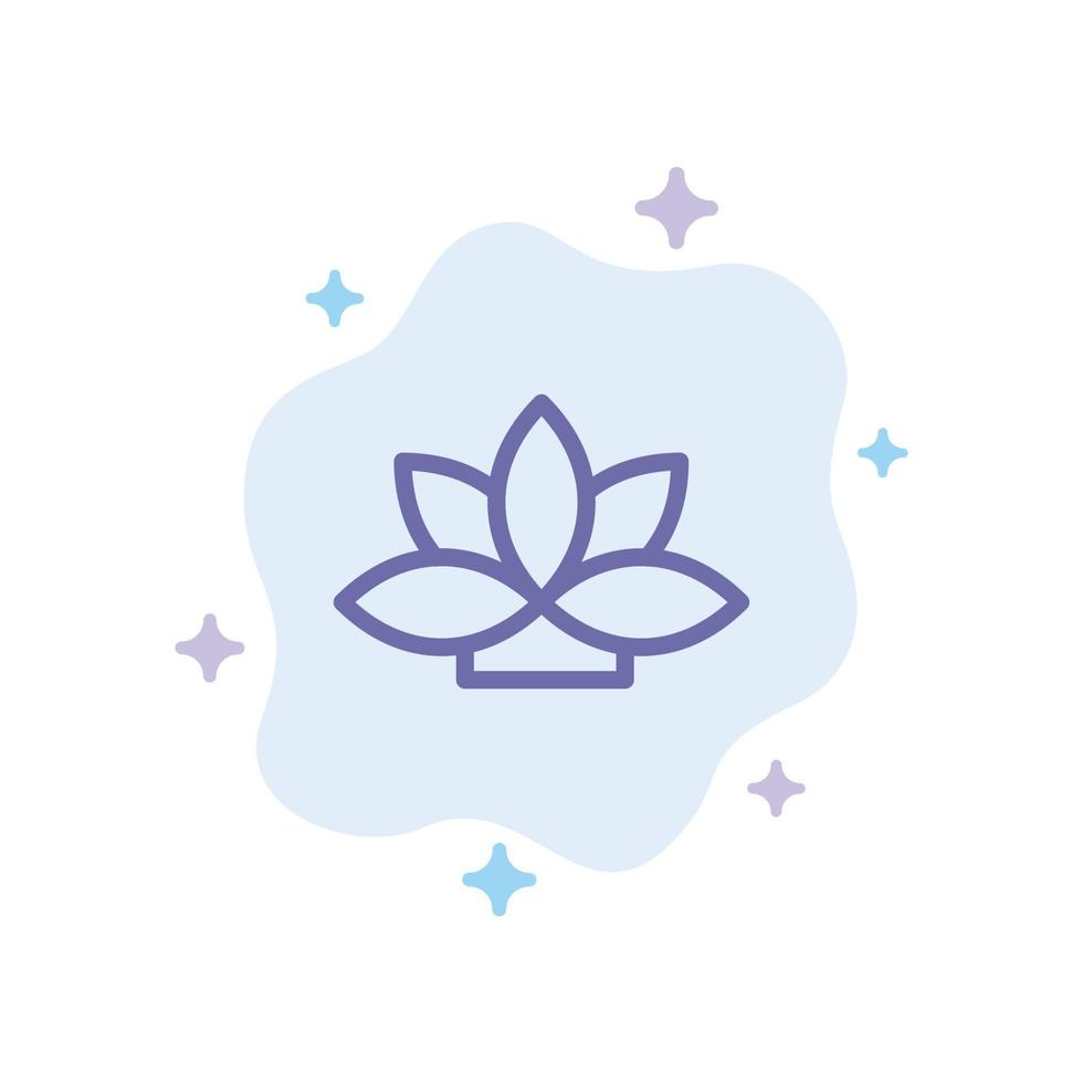 Flower India Lotus Plant Blue Icon on Abstract Cloud Background vector