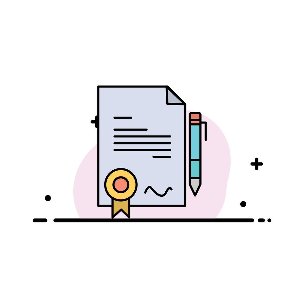 Agreement Certificate Done Deal  Business Flat Line Filled Icon Vector Banner Template