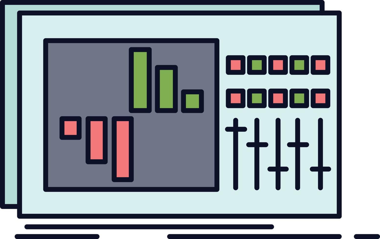 control ecualizador ecualización sonido estudio color plano icono vector