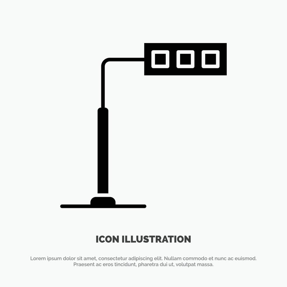 Construction Light Tower Road solid Glyph Icon vector