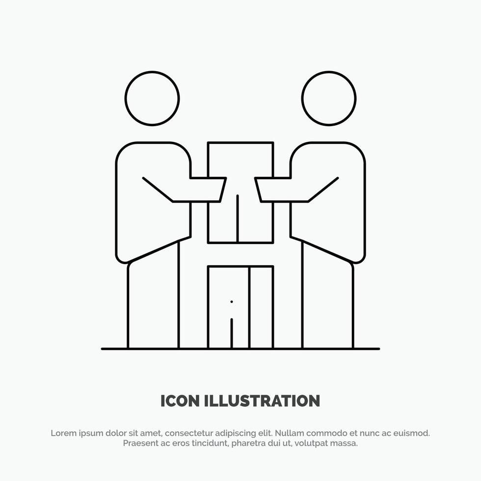 Business Cooperation Partners Partnership Team Line Icon Vector