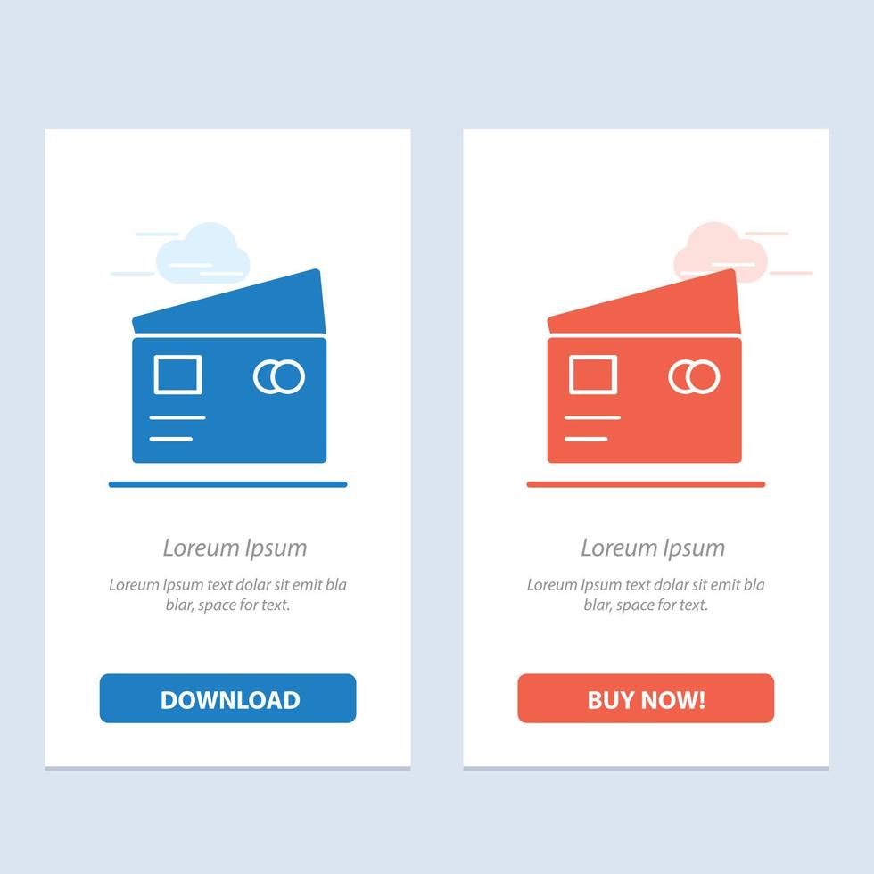 crédito débito pago global compras azul y rojo descargar y comprar ahora plantilla de tarjeta de widget web vector