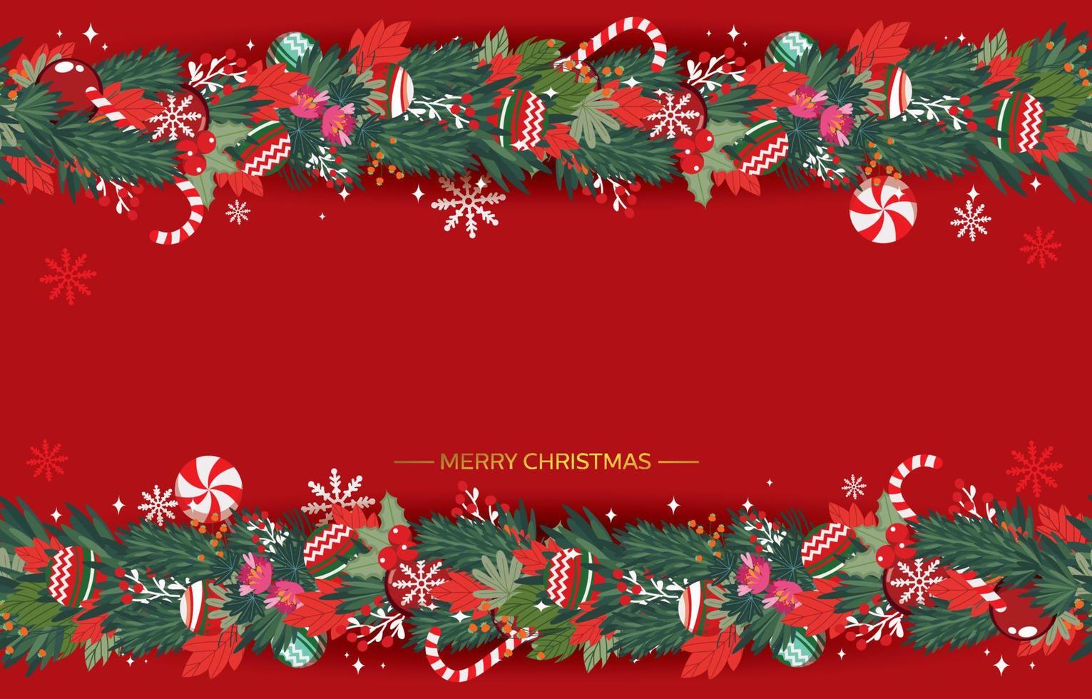 Christmas Background with Wreaths and Ornament Template vector