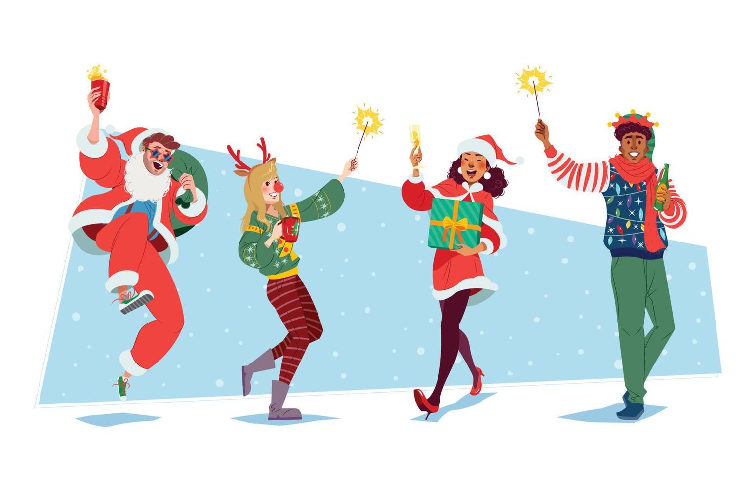 Adult Christmas Party Characters Concept vector