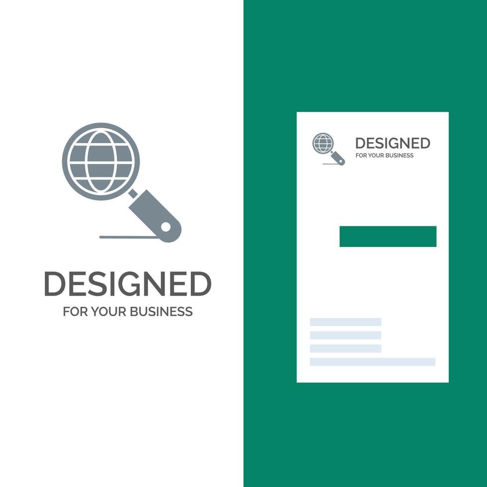 Globe Internet Search Seo Grey Logo Design and Business Card Template vector
