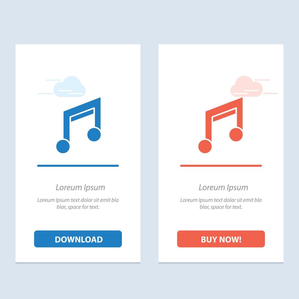 App Basic Design Mobile Music  Blue and Red Download and Buy Now web Widget Card Template vector