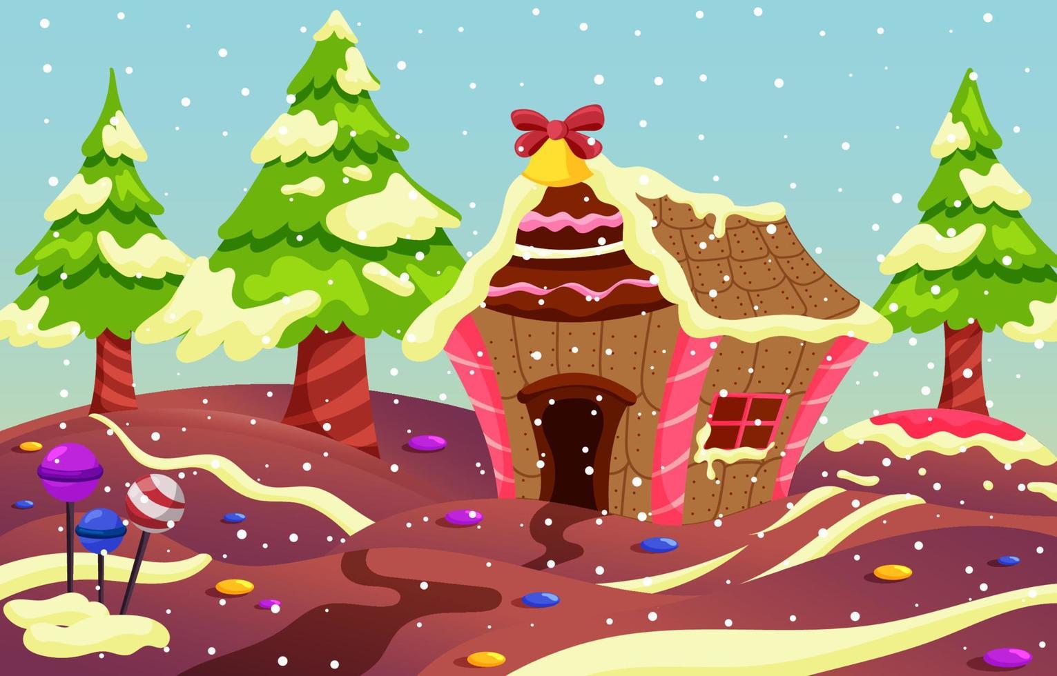 Gingerbread House In Christmas Scenery vector