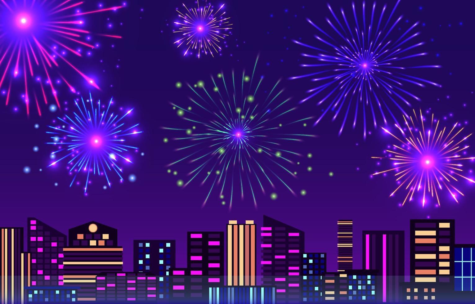 Firework In The Night Of City vector