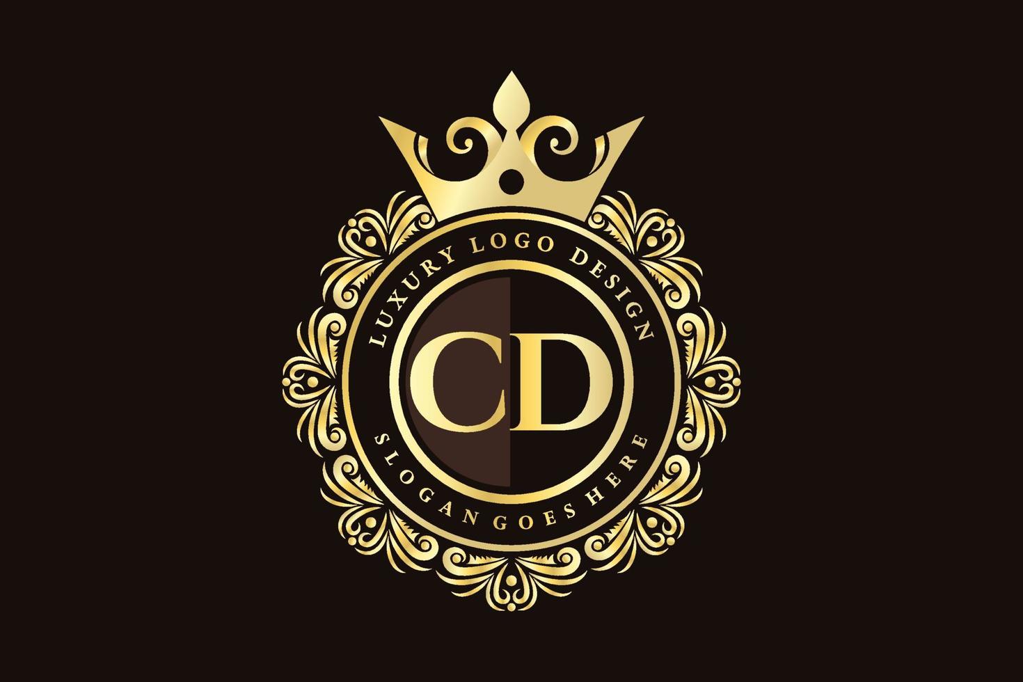 cd letra inicial oro caligráfico femenino floral dibujado a mano monograma heráldico antiguo estilo vintage lujo diseño de logotipo vector premium