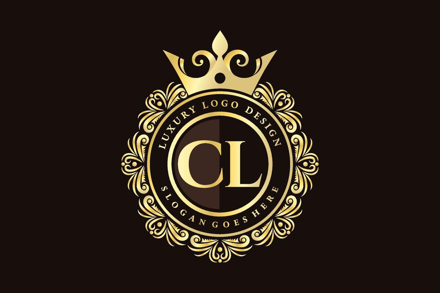 CL Initial Letter Gold calligraphic feminine floral hand drawn heraldic monogram antique vintage style luxury logo design Premium Vector