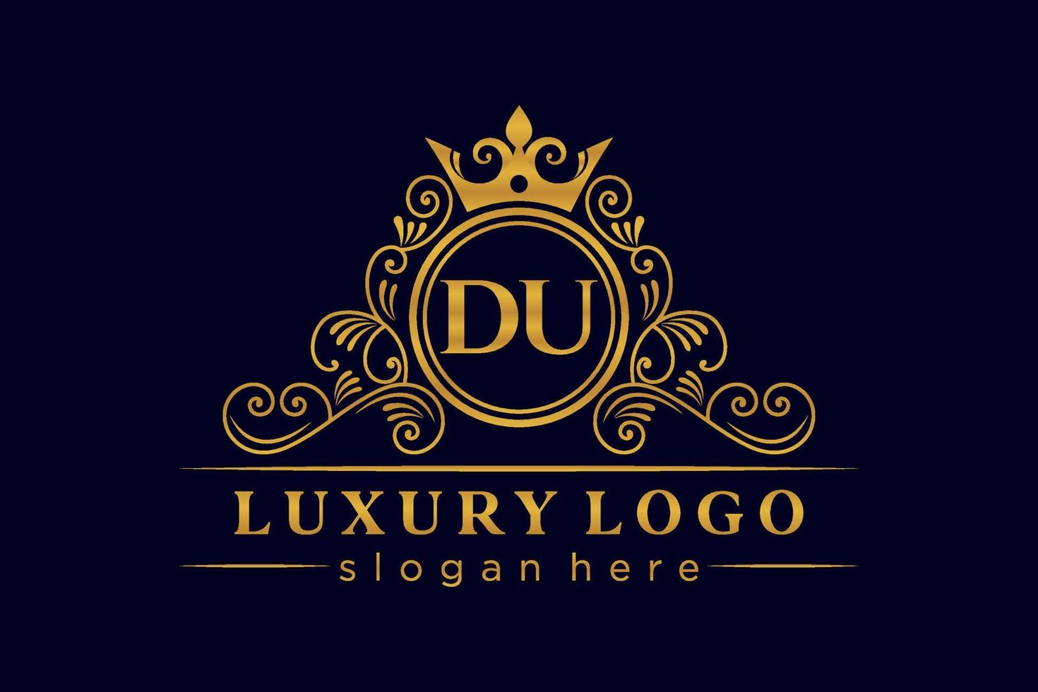 du letra inicial oro caligráfico femenino floral dibujado a mano monograma heráldico antiguo estilo vintage diseño de logotipo de lujo vector premium