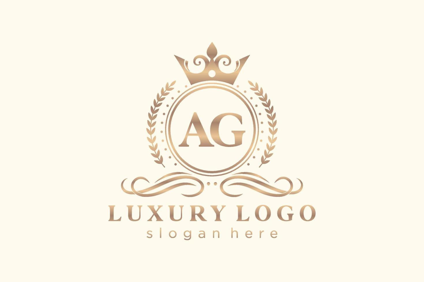 Initial AG Letter Royal Luxury Logo template in vector art for Restaurant, Royalty, Boutique, Cafe, Hotel, Heraldic, Jewelry, Fashion and other vector illustration.